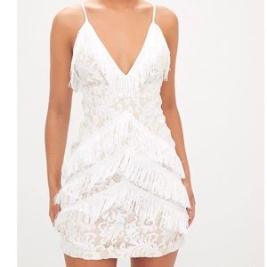 White Strappy lace bodycon dress